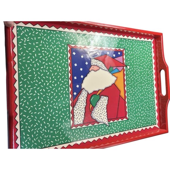 Holiday Serving Tray Potpourri Press Wood Rectangle Santa Holiday Decor Vtg RARE - Picture 10 of 10